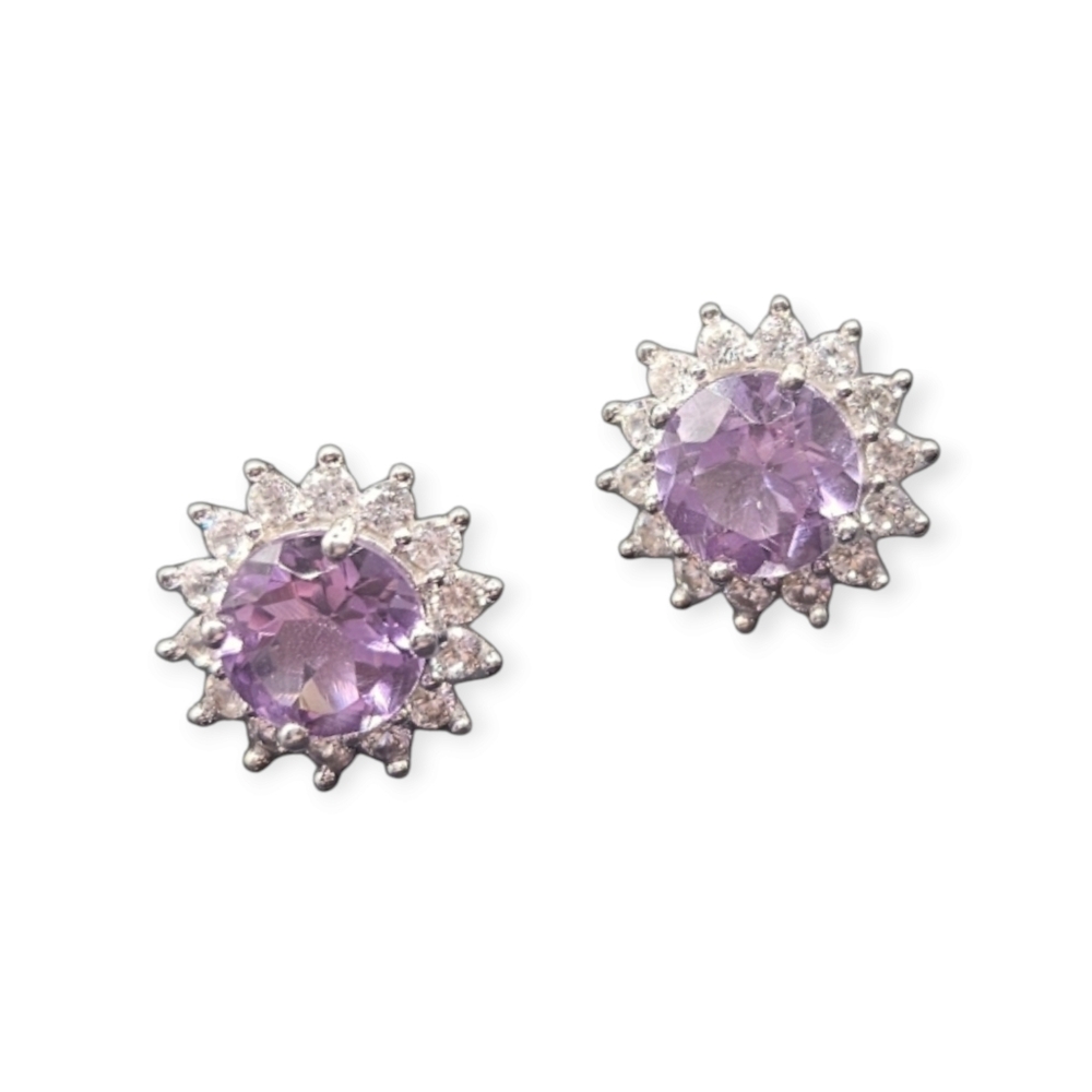Rose de France Amethyst and Zircon Earrings